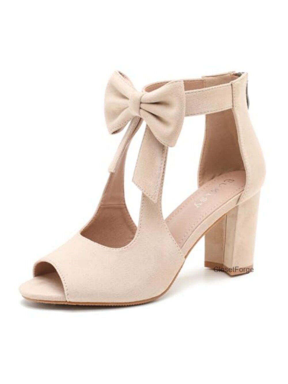 Eugisy Women's Bows Strappy Sandals Chunky High Heels Open Toe Ankle Strap